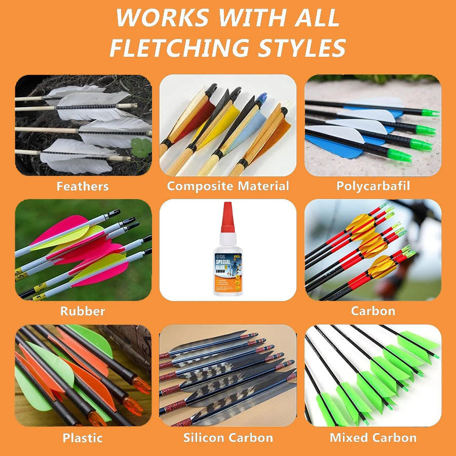 1-5Pcs Special Arrow Glue, Instant Bond Strong Adhesive for Bow and Arrow, Archery Fletching & DIY Repairs
