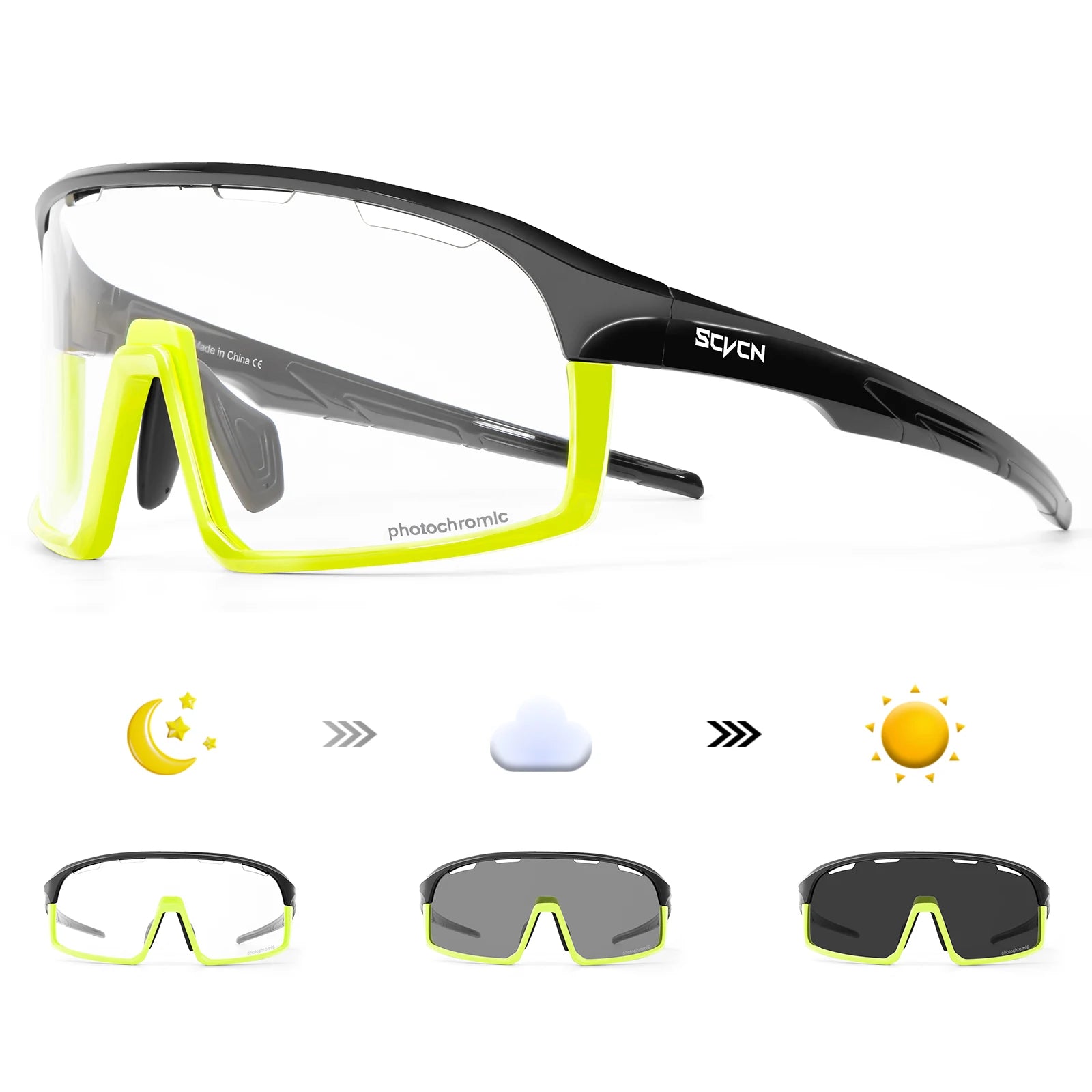 SCVCN Photochromic Sunglasses Cycl Men UV400 Eyewear Sports MTB Outdoor Goggles Bicycle UV400 Women Cycling Glasses Sunglasses