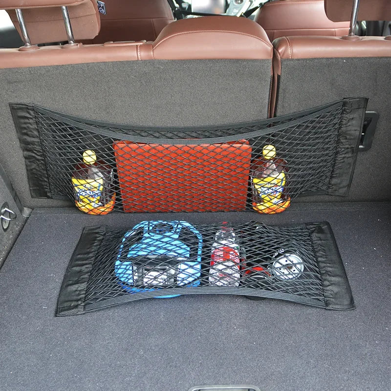 Automotive interior products/Car storage bags/storage boxes Car trunk net pocket Double layer Velcro net Car mounted