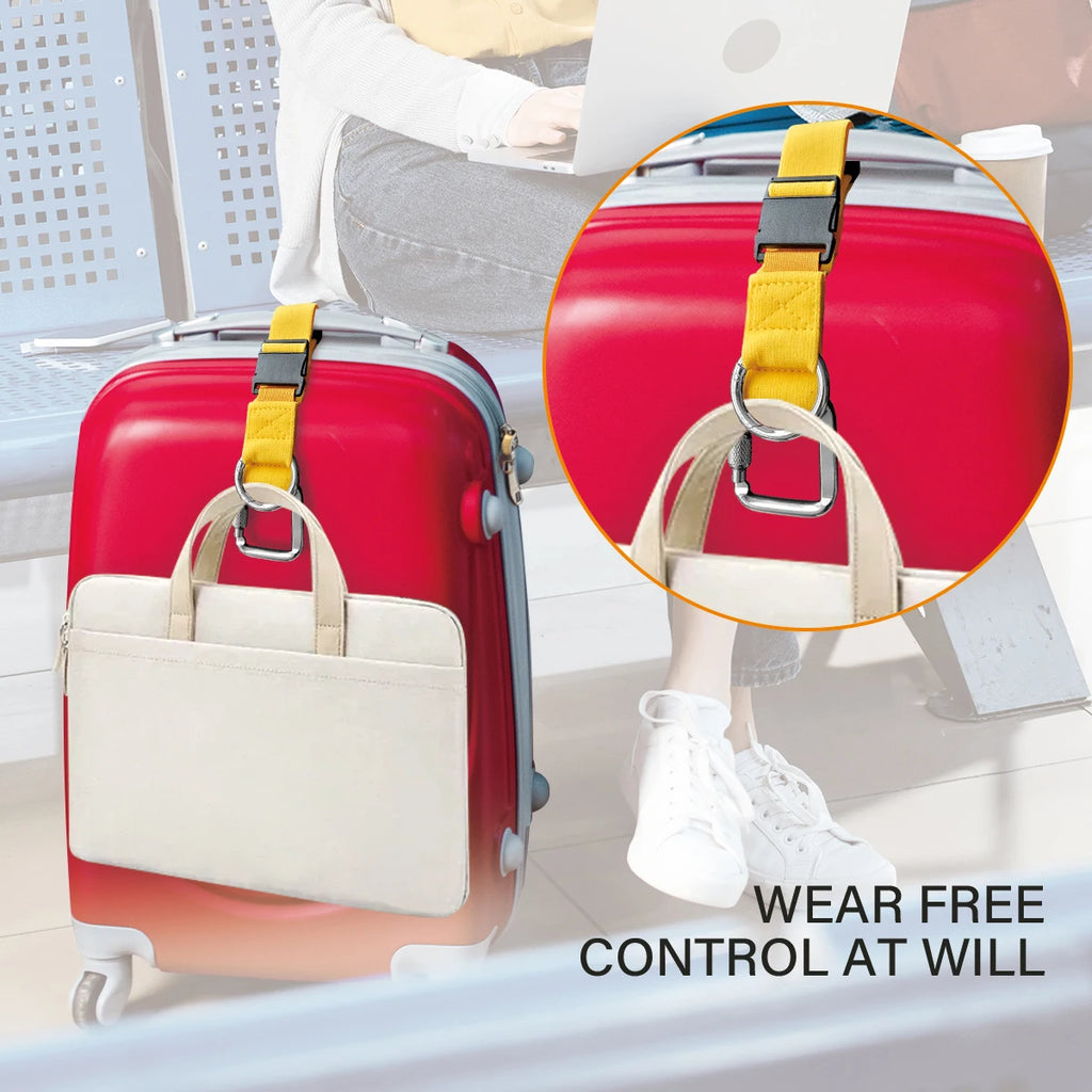 Luggage Straps Jacket Gripper with Square Carabiners & Ring Hooks Adjustable Baggage Suitcase Straps Belts Bag Travel Accessorie
