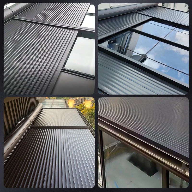 Electric Telescopic Aluminum Sky Awning Windproof Retractable Roof Shade For Cafe Restaurant Backyard Leisure Canopy