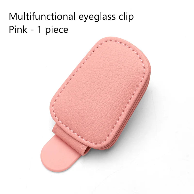 Multifunction Car Sun Visor Glasses Clip Leather Eyeglasses Clip Magnetic Sunglasses Holder Hanger Universal Interior Accessorie