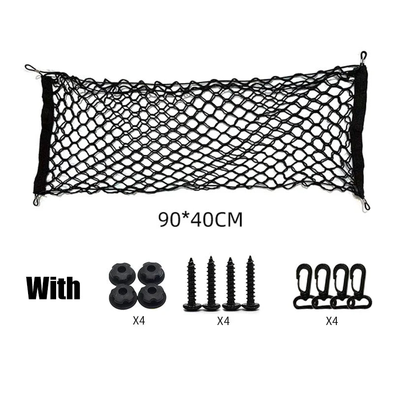 Car Back Rear Organizer Net Seat Elastic String Magic Sticker Universal Storage Pocket Bag Auto Car Trunk Organizer Wholesale