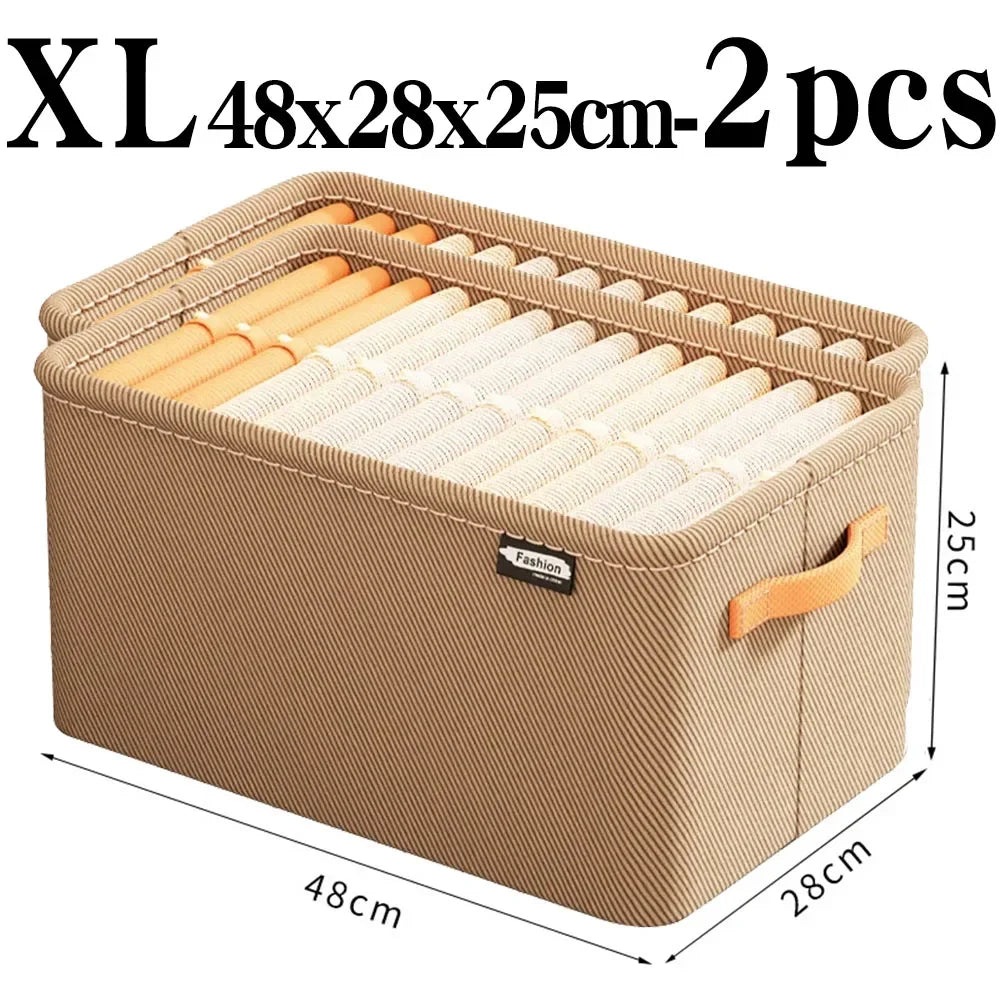Steel Frame Clothes Storage Box Foldable Fabric Wardrobe Organizer Open Top Drawer Bin for Sweaters Pants Closet Organization