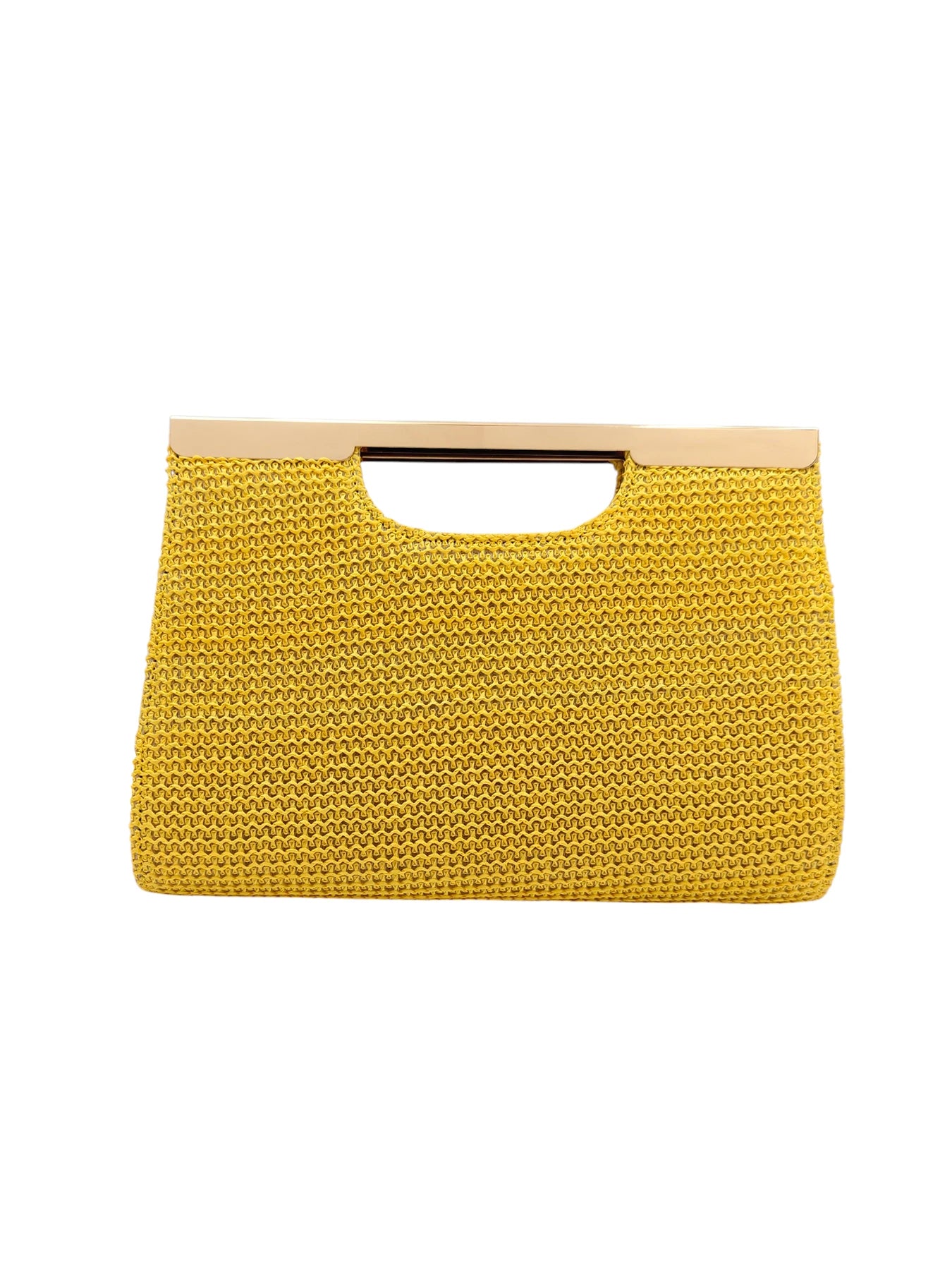 2026 New Lemon Yellow Woven Women Clutch, Minimalist Lazy Summer Vibe, Lightweight & Large Capacity, Flat Envelope Bag Design. H