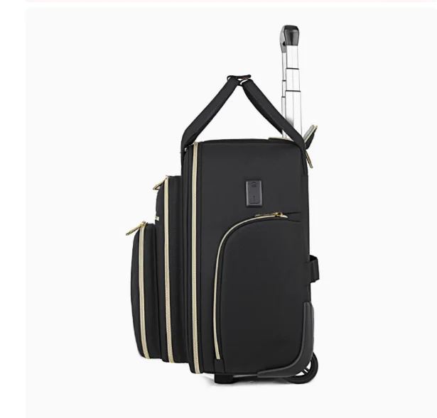 Women Business Rolling Trolley Bag Travel Wheeled Luggage Trolley Bag Mother Rolling Tote Bag Rolling Bags Carry on Hand Luggage