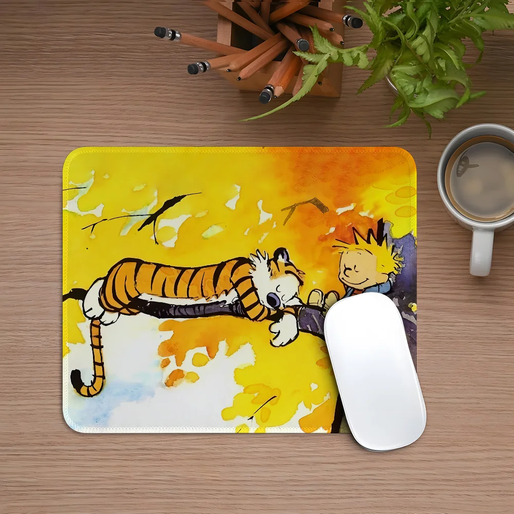 Cartoon C-Calvin And H-Hobbes Mouse Pad Esports Mousepad Laptop Computer Locking Edge Office Desk Mat Rubber Small Anti Slip Pad