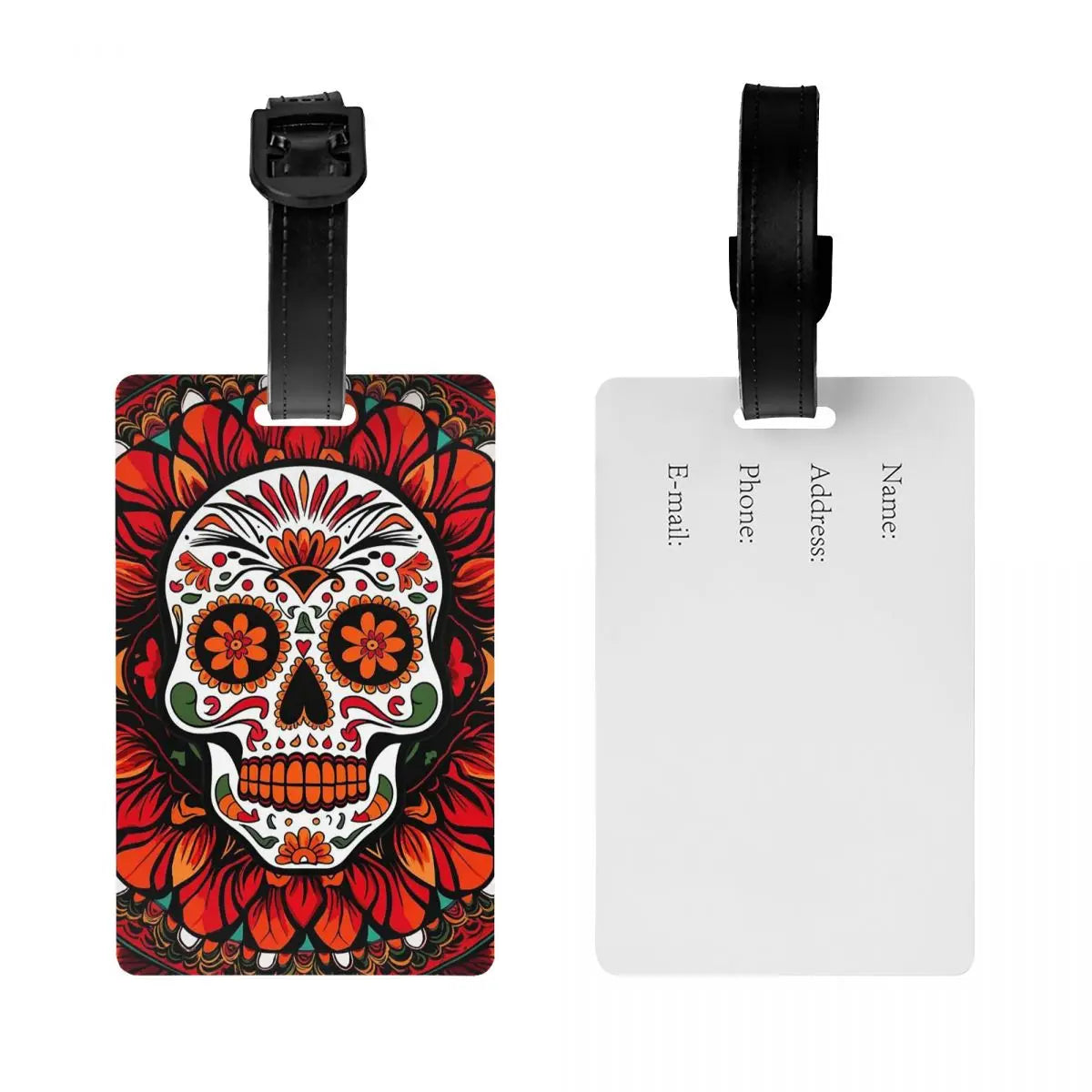 Mexican Skull Calavera Illustration Luggage Tags Suitcase Accessories Travel Baggage Boarding Tag Label Holder ID Name Address