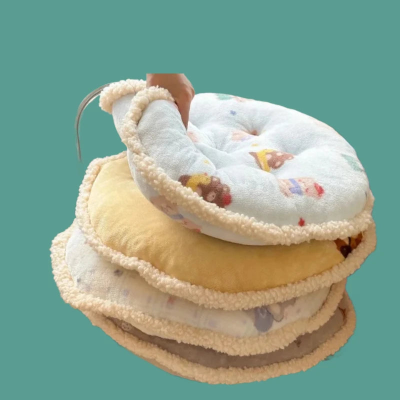 Winter new round milk fleece cartoon seat cushion cute office chair cushion balcony futon bay window cushion
