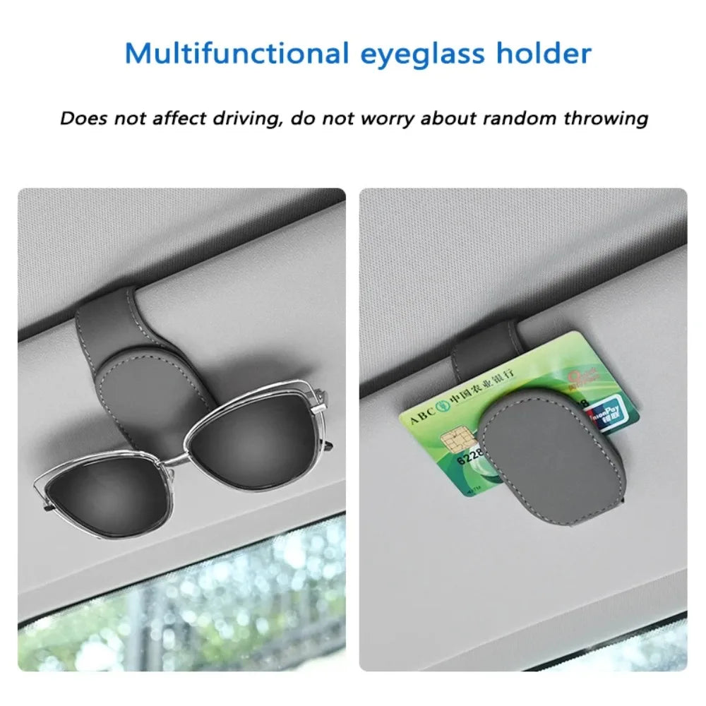 Magnetic Leather Eyeglass Hanger Clip Universal Car Sunglasses Holder Magnetic Eyeglass Hanger Clip For Cars Ticket Card Clip