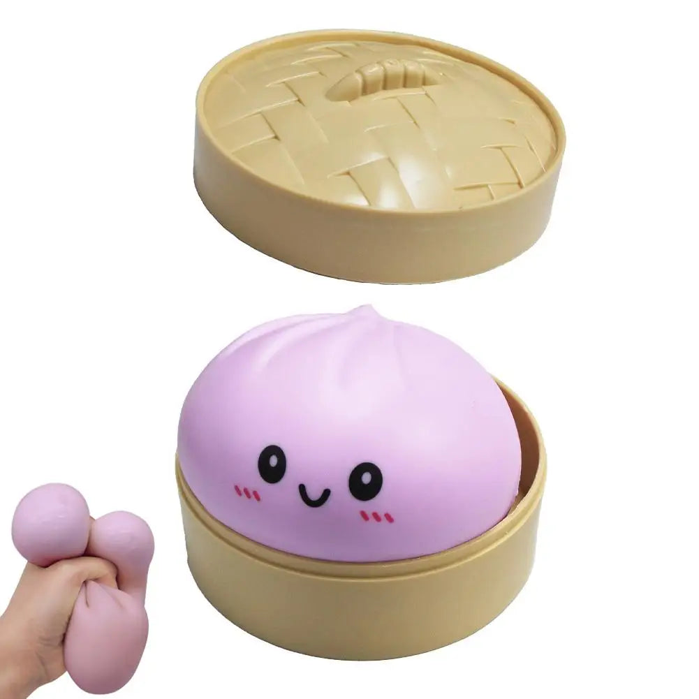 Simulation Flash Dumpling Pressure Ball Slow Rebound Soft Pinch Decompression Squishy Stress Relief Balls with Steamer