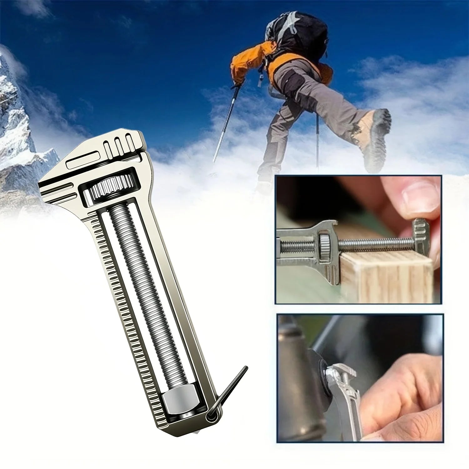 Multifunctional Mini Wrench,Adjustable Small Wrench,Caliper,with Window Breaker, Bottle Opener And Screwdriver Compact Tool