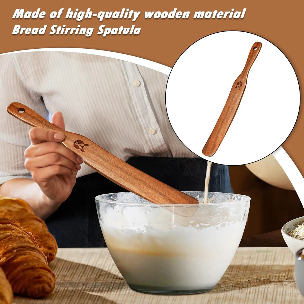 Wooden Stir Stick Narrow Jar Scraper Portable Bread Whisk Spatula Thin Paddle Stir Stick Utensil for Cooking Stirring Mixing