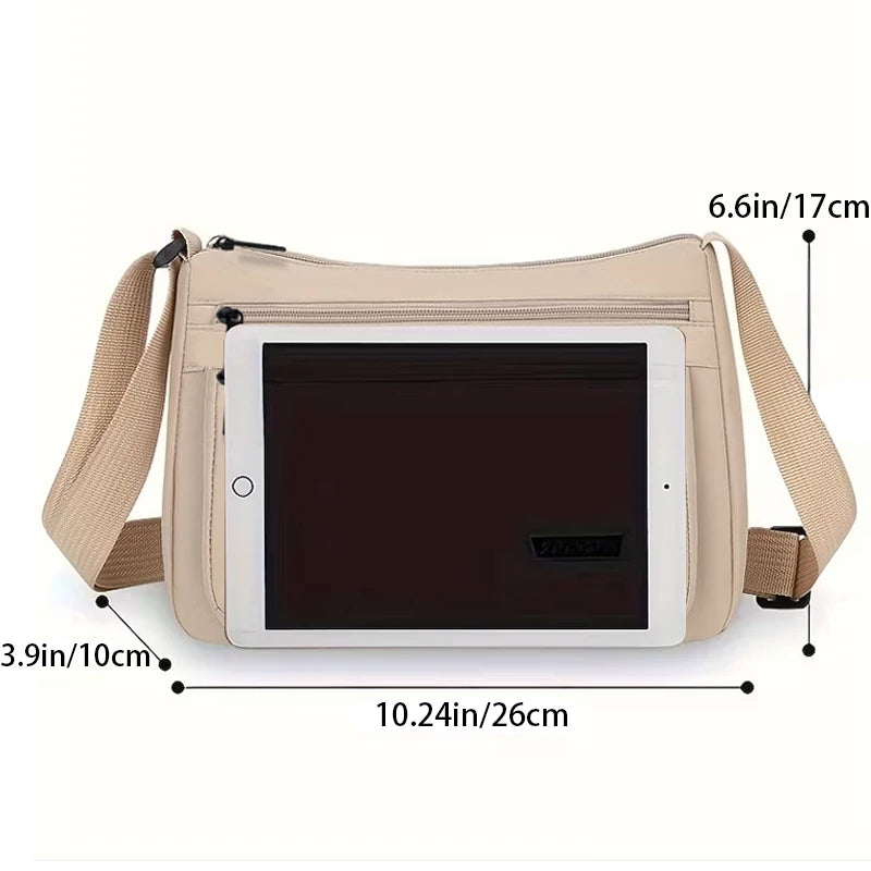 Casual Multi-pocket Crossbody Purse Adjustable Wide Strap, Multi Color Option Bag for Travel Outdoor Leisure City Outings