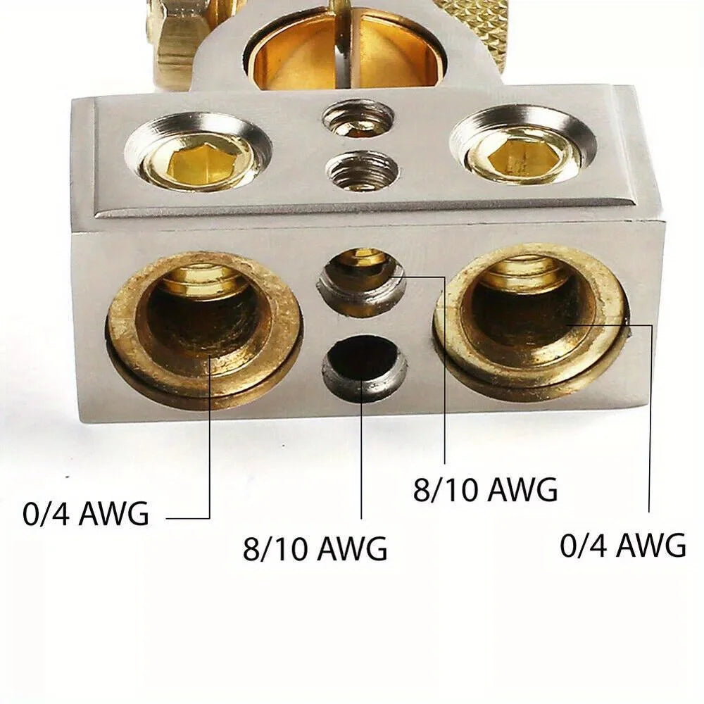 2 Car Battery Terminal Clamps with Shell and Ring 1/0 2 4 8 GA AWG Gauge Positive and Negative Ports