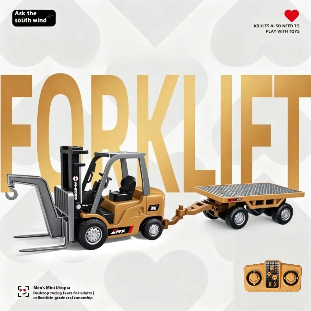 Y2k 1/64 Ask Nanfeng Remote Control Alloy Forklift Engineering Vehicle Desktop Game Toy Model Series Boys' High end Gift