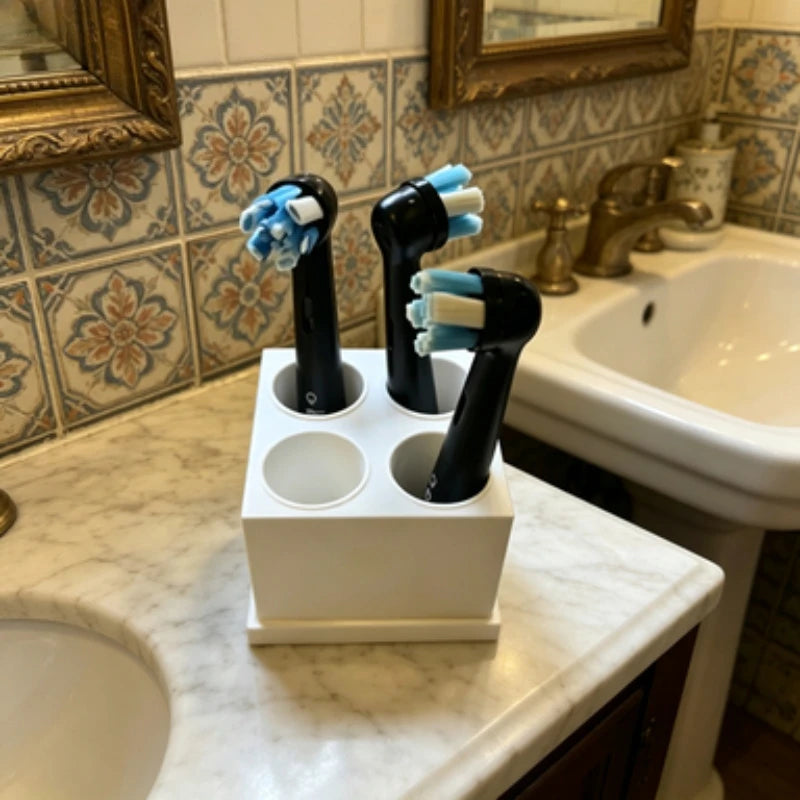 Dust Cover Toothbrush Head Storage Case 4 Compartments Drainage Tray  Dry Keep Bathroom Sink Tidy Fit Most Electric Brush Heads
