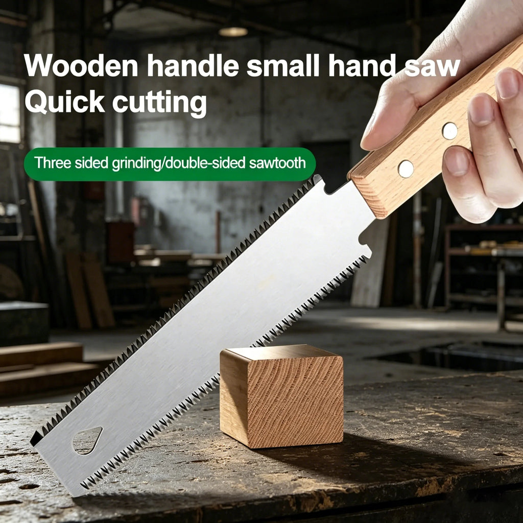 Flexible Fine Tooth Japanese Hand Saw with SK5 Steel Blade, Single & Double Sided Wood Cutter, Durable Woodworking & Garden Tool