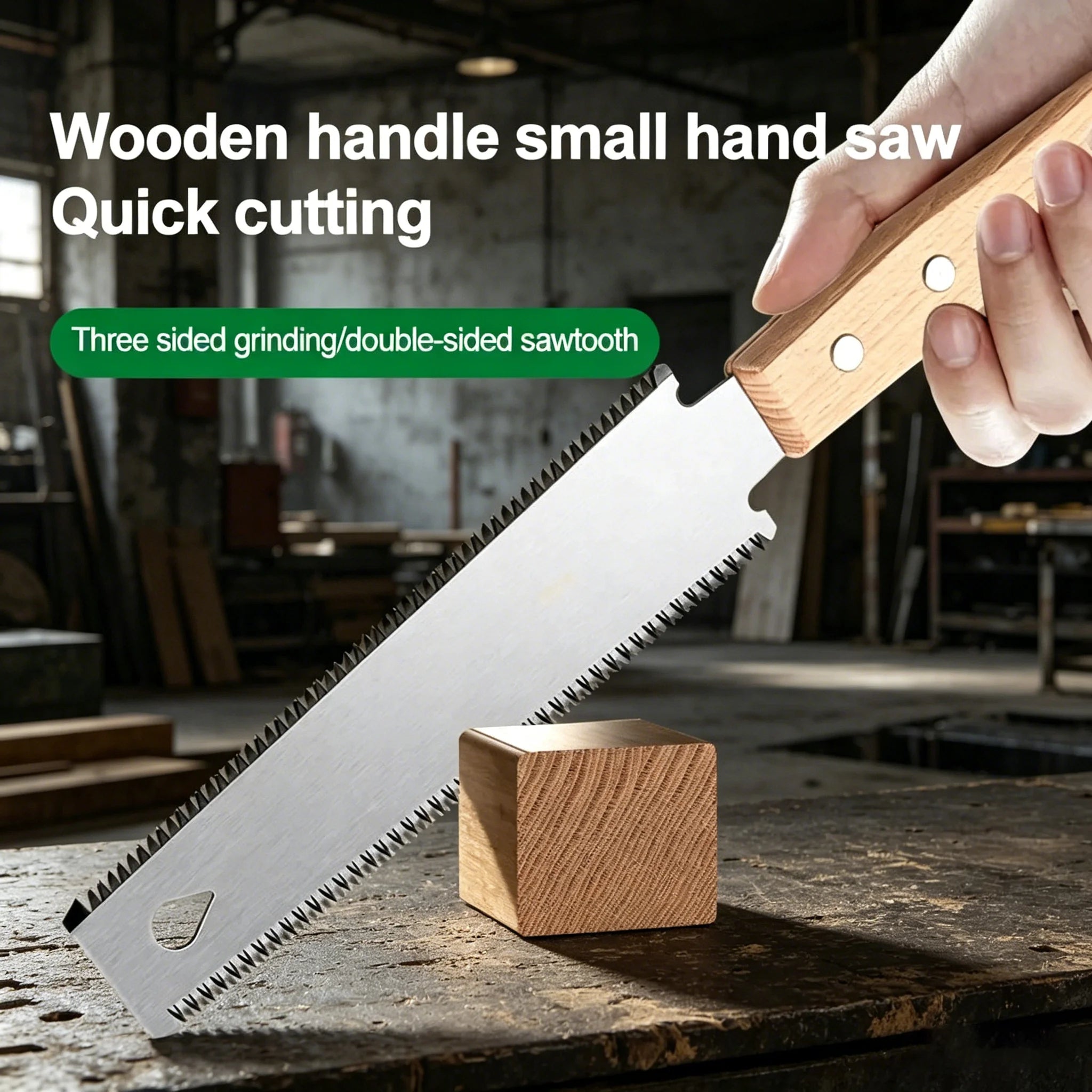 Flexible Fine Tooth Japanese Hand Saw with SK5 Steel Blade, Single & Double Sided Wood Cutter, Durable Woodworking & Garden Tool