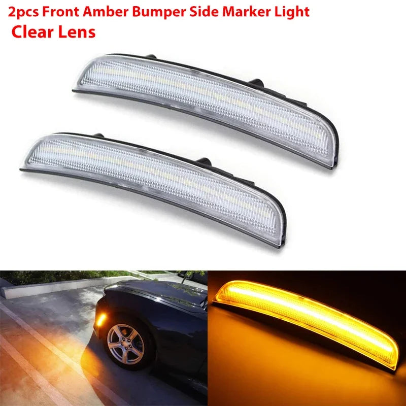 iJDM For Dodge Charger Front/Rear Bumper Side Marker Light Turn Signal Lights/Driving Lights Replace OEM Sidemarker Lamps 15-22