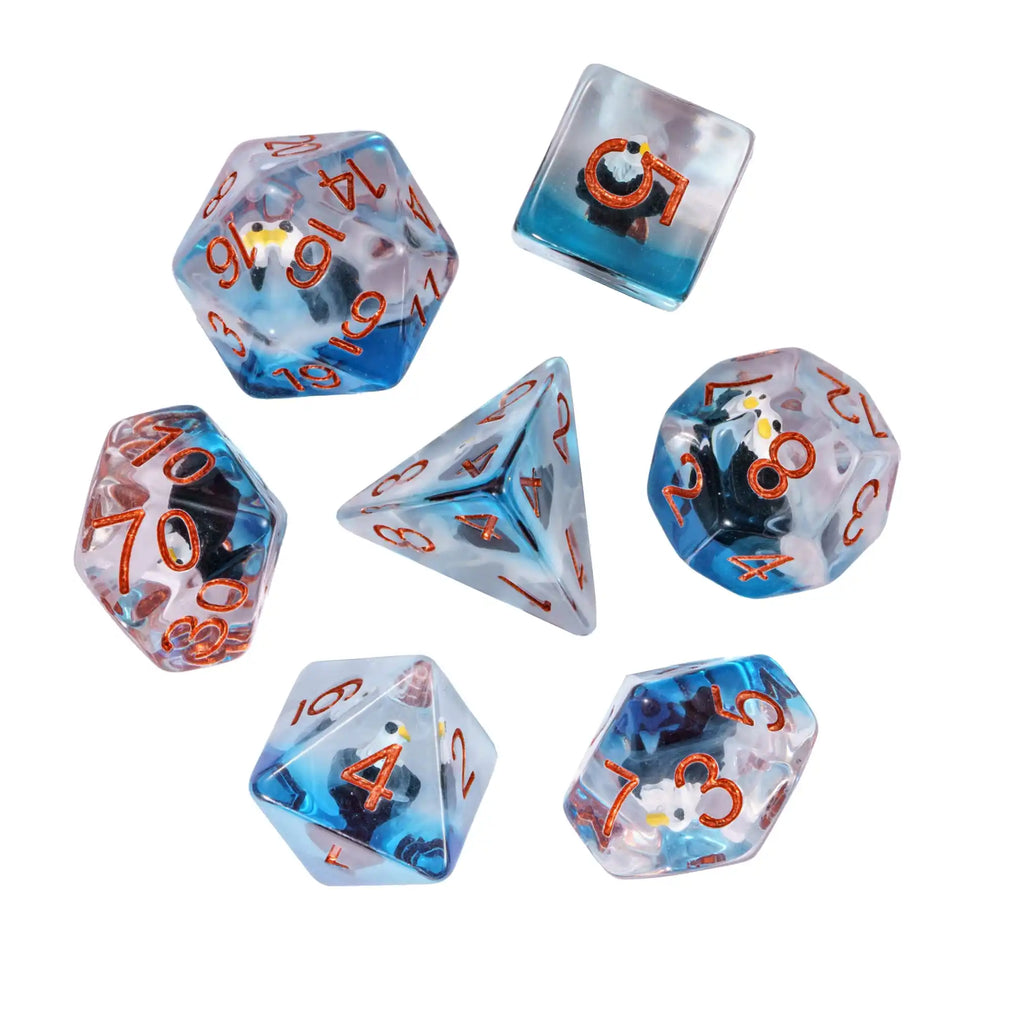 Cusdie Cute Animals DnD Dice Resin D4 D6 D8 D10 D% D12 D20 Polyhedral Dice Set for D&D Pathfinder Role Playing Table Board Games