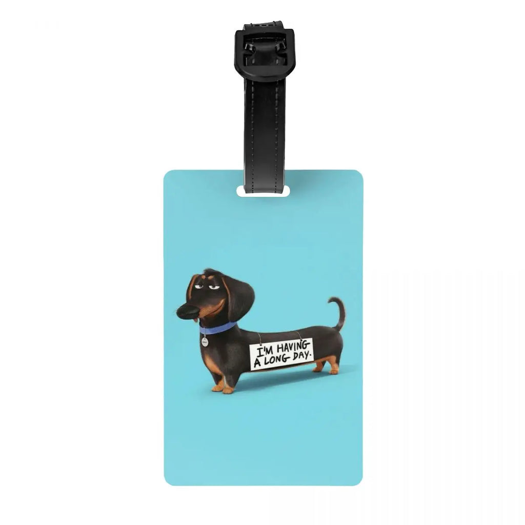 Custom Dachshunds Dog Luggage Tag Privacy Protection Badger Sausage Wiener Baggage Tags Travel Bag Labels Suitcase