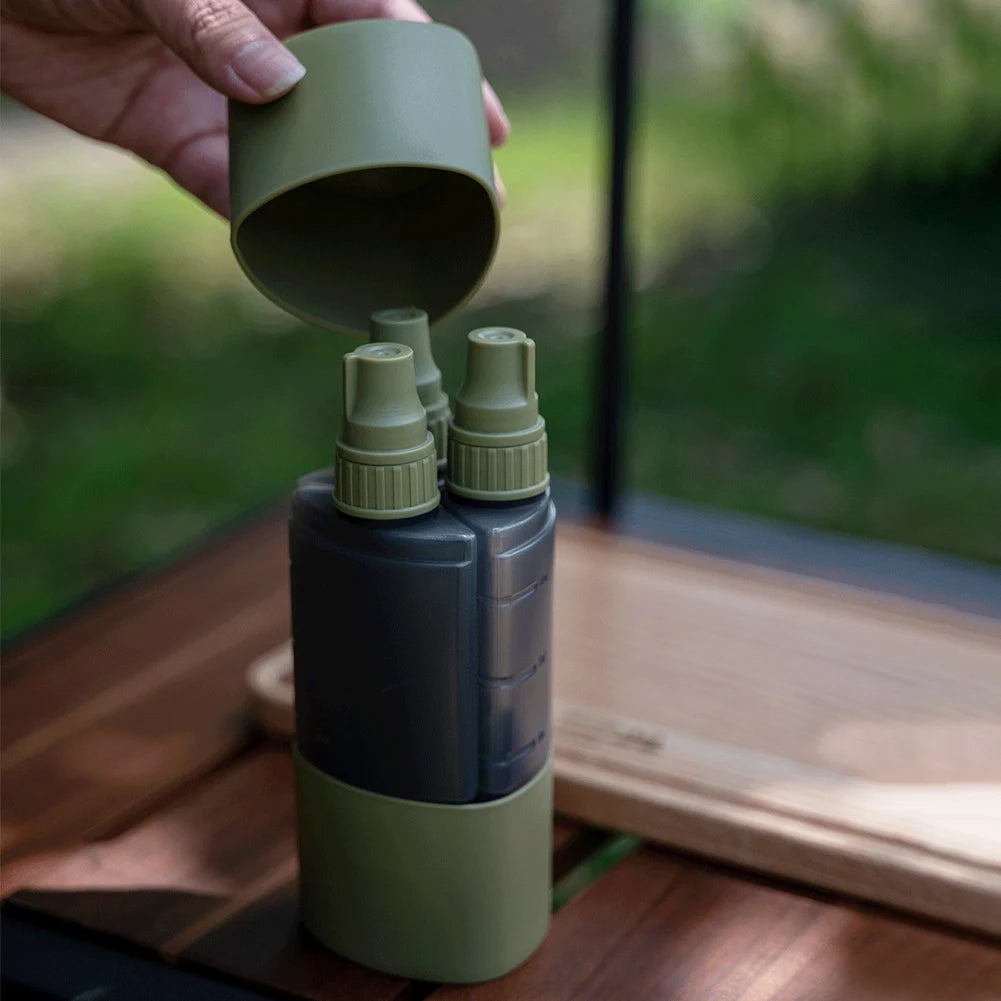 3 In 1 Outdoor Camping Seasoning Dispenser Bottle BBQ Picnic Seasoning Can Seal Portable Storage Kitchen Utensils Cooking Set