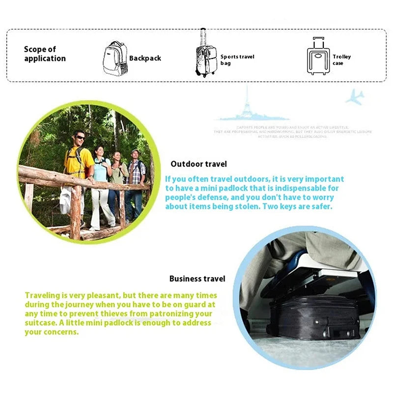 TSA Custom Lock Luggage Lock Travel Bag Lock Security Tool Cabinet Locker Padlock With Key Travel Mini Portable Anti-Theft Lock