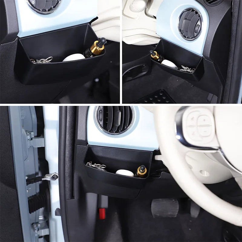 For Fiat 500 2010-2026 Car Dashboard Driving Position Storage Box Organizer Tray Coin Cell Phone Holder ABS Storage Accessories