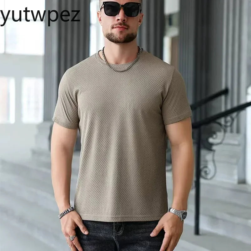 Outdoor Hiking Fitness Sports Running T-shirt Men Summer Ice Silk Thin Top Reflective Printing Quick Dry Breathable T-shirt 6XL