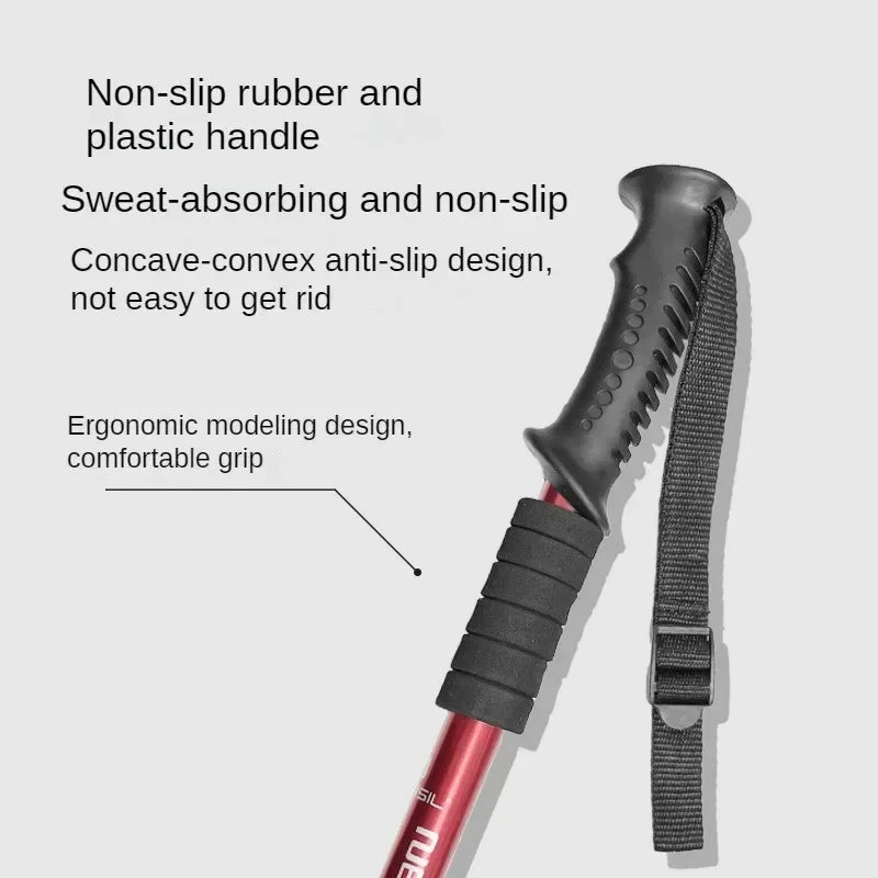 Aluminium Alloy Teleskopic Stick Hiking Poles Trekking Walking Sticks Ultralight Adjustable Walking Cane Telescopic Alpenstock