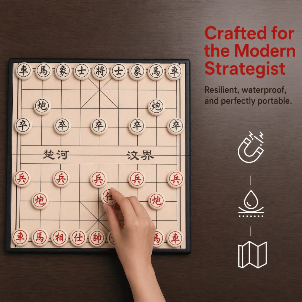 Portable Foldable Xiangqi Educational Strategy Chess Puzzle Game Learning Board Game Set Office