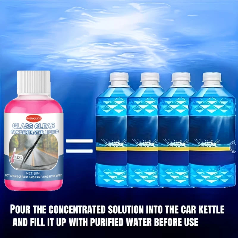 Concentrated Car Glass Coating Waterproof Windshield Wiper Fluid, Keeps Surfaces Smooth, Rainproof, and Anti-Fog Without Streaks, Quickly Restores Glass Clarity