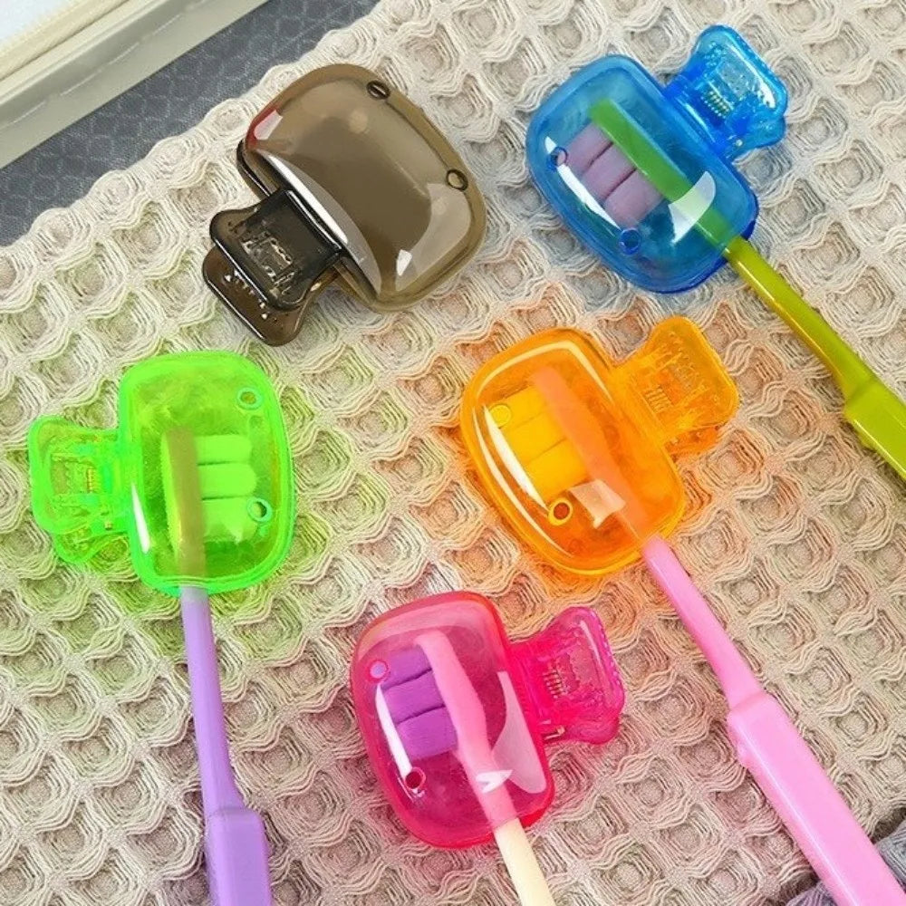 2pcs Portable Plastic Toothbrush Holder Washable Cute Toothbrush Head Cap Durable Protective Toothbrush Case Travel Use