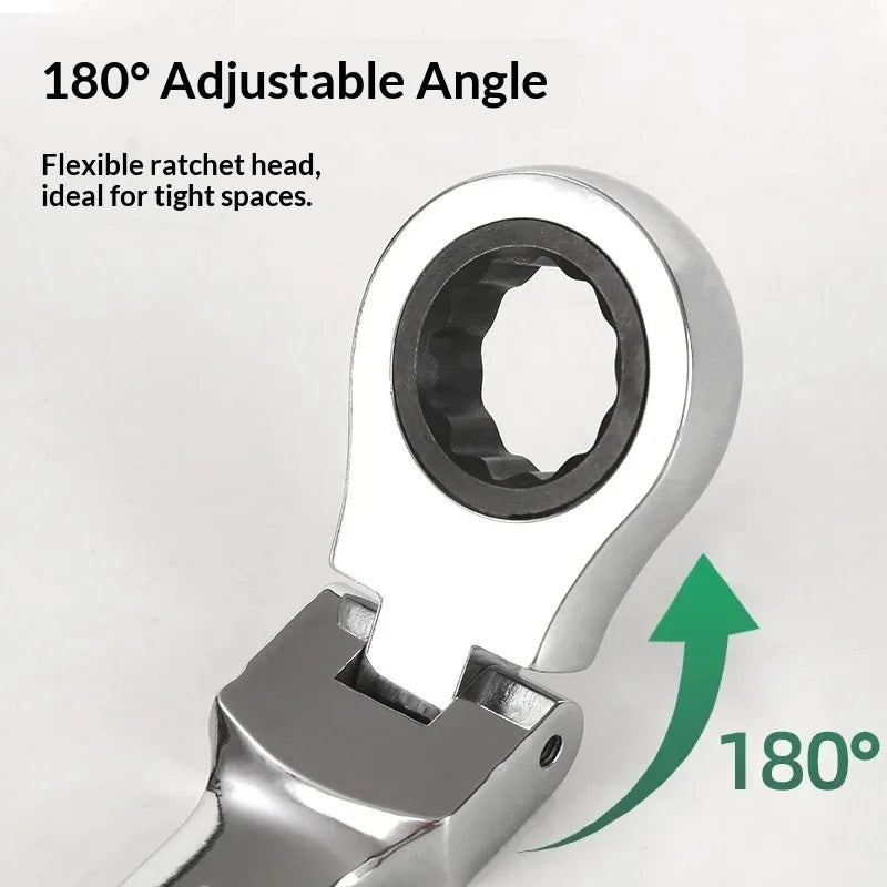 Ratchet Combination Wrench Set 6-32mm Gear Ring Ratcheting Combination Wrench Kit Metric Flexible Head with Canvas Bag Tools Set