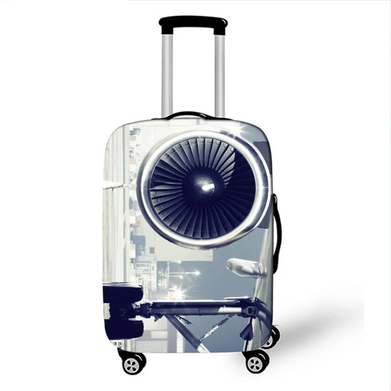 3D Aircraft Travel Suitcase Cover Elastic Fabric Luggage Protective Cover 18-32 Inch Thicken Trolley Case Cover Travel Accessory