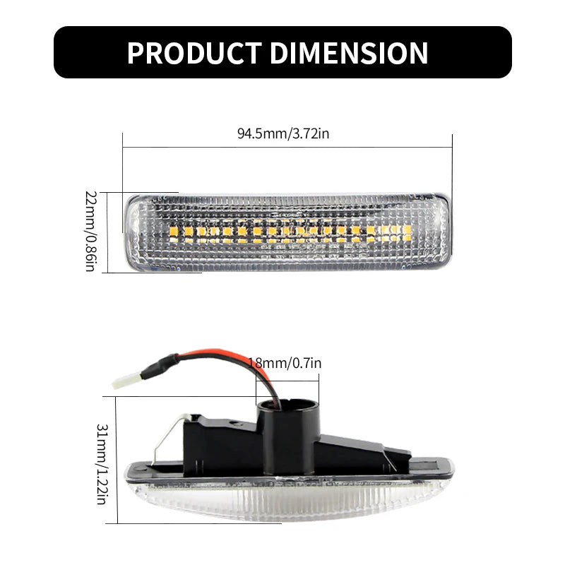 2PCS Canbus For Land Rover Discovery 4 2010-2015 Freelander 08-09 Range Rover Sport 2006-2013 LED Side Marker Turn Signal Lights