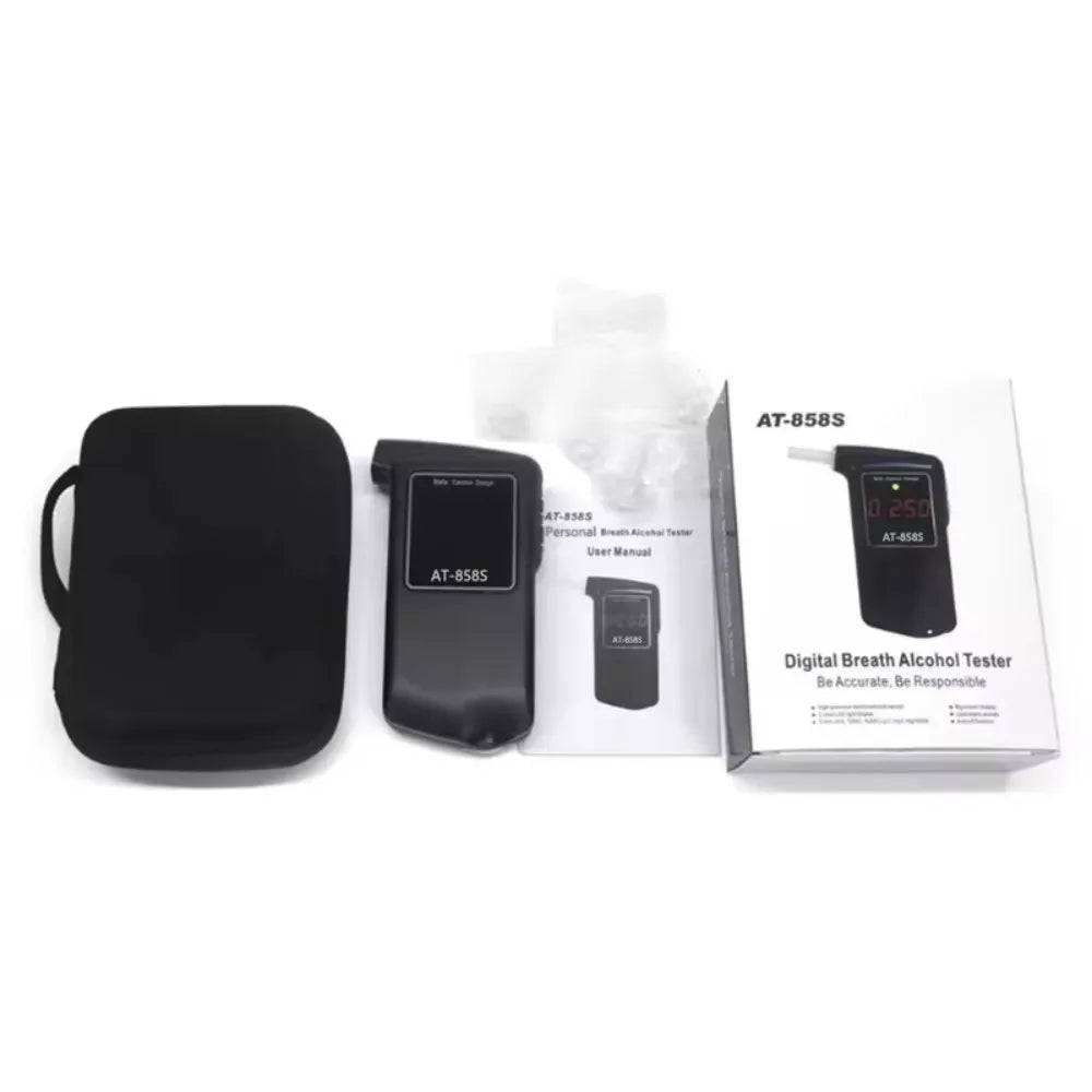 GREENWON High Accuracy Breath Alcohol Tester Breathalyzer AT858S Breathalyser Meter Free Extra 10Pieces Mouthpieces