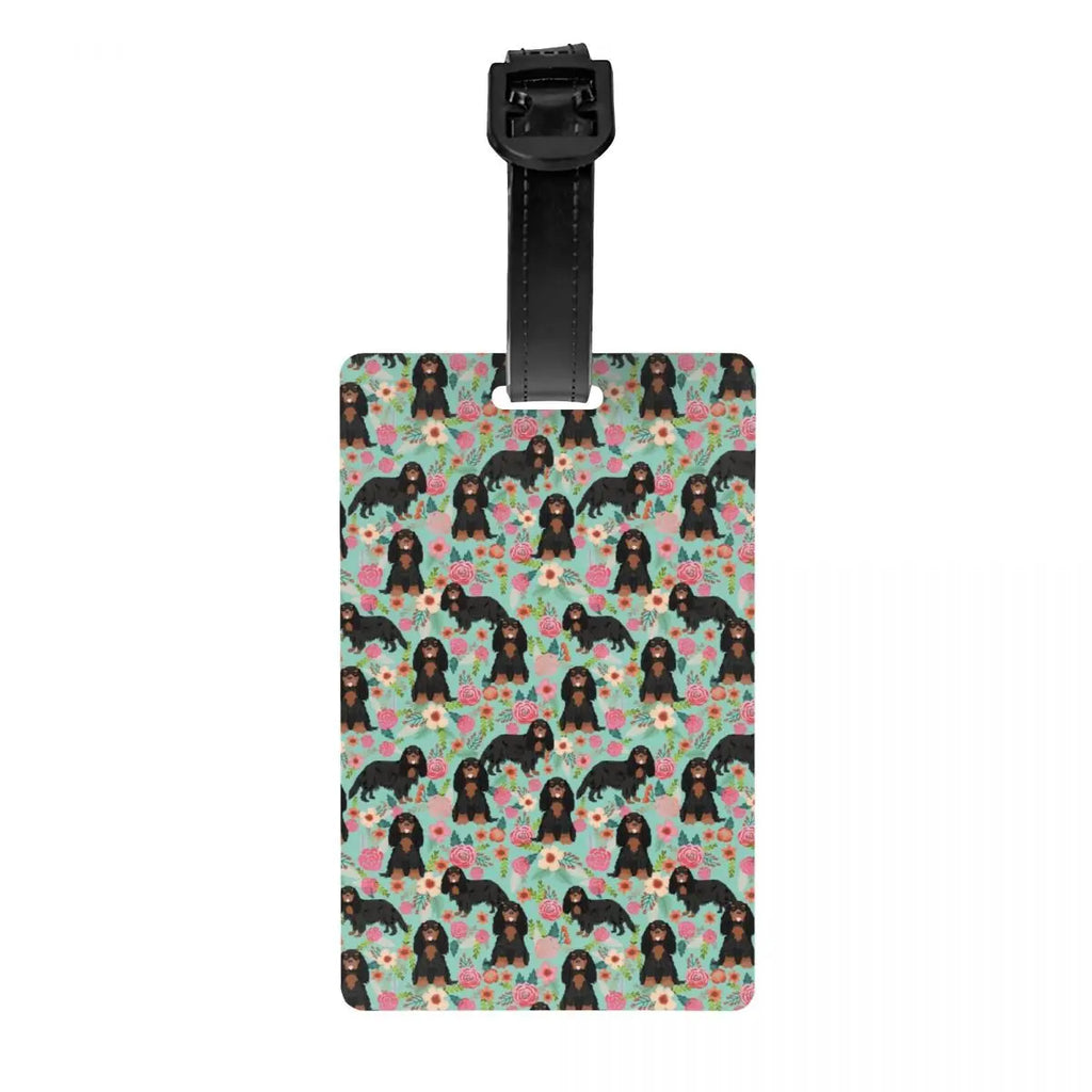 Custom Cavalier King Charles Spaniel Pet Portraits Art Luggage Tag Dog Suitcase Baggage Privacy Cover ID Label