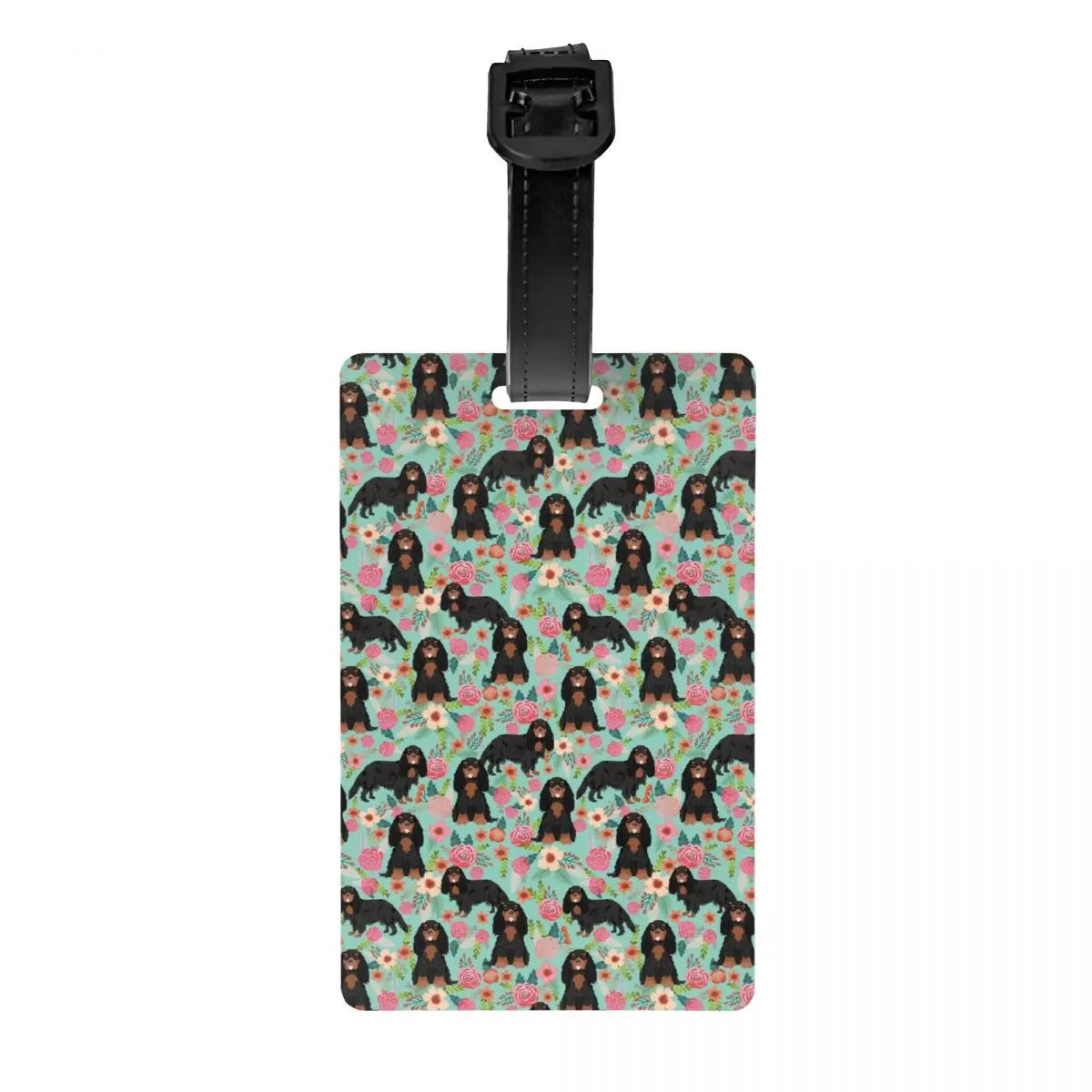 Custom Cavalier King Charles Spaniel Pet Portraits Art Luggage Tag Dog Suitcase Baggage Privacy Cover ID Label