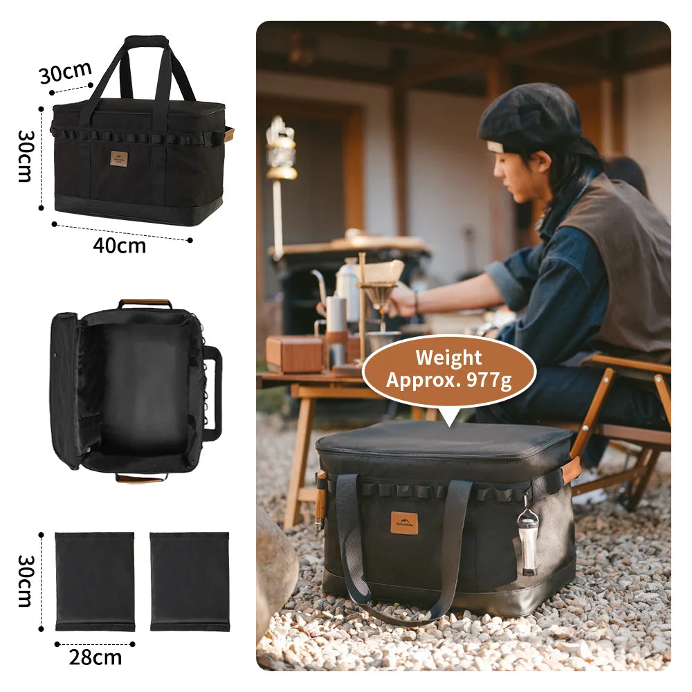 Naturehike 2024 New Camping Storage Bag Thicken Waterproof 36L Large Capacity Tool Bag Outdoor Portable Dividable Storage Box
