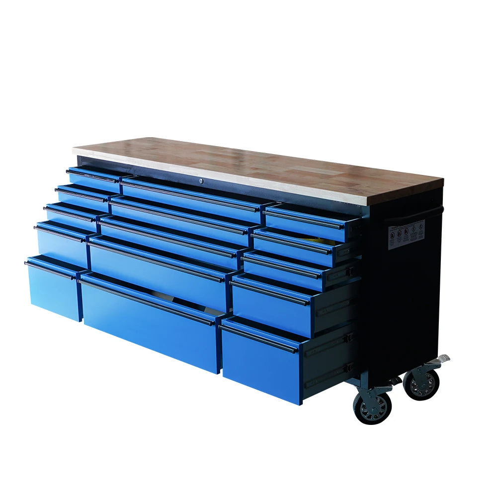 Cabinet Garage Workbench With Wheels 15 Drawers With SS Hanging Plate Tool Cabinet