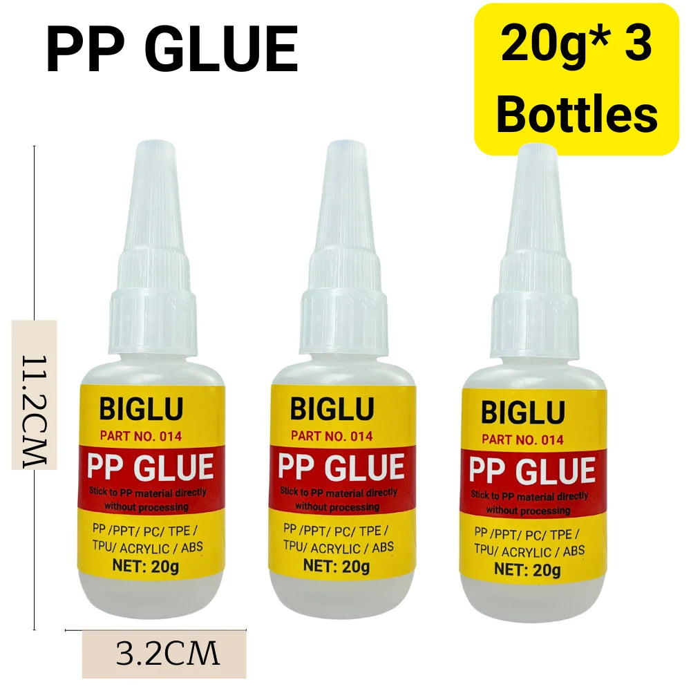 20g Instant Polypropylene (PP) Adhesive Without Any Special Processing Quick Dry Directly Bonds Plastic PPT PC ABS PVC TPE TPU