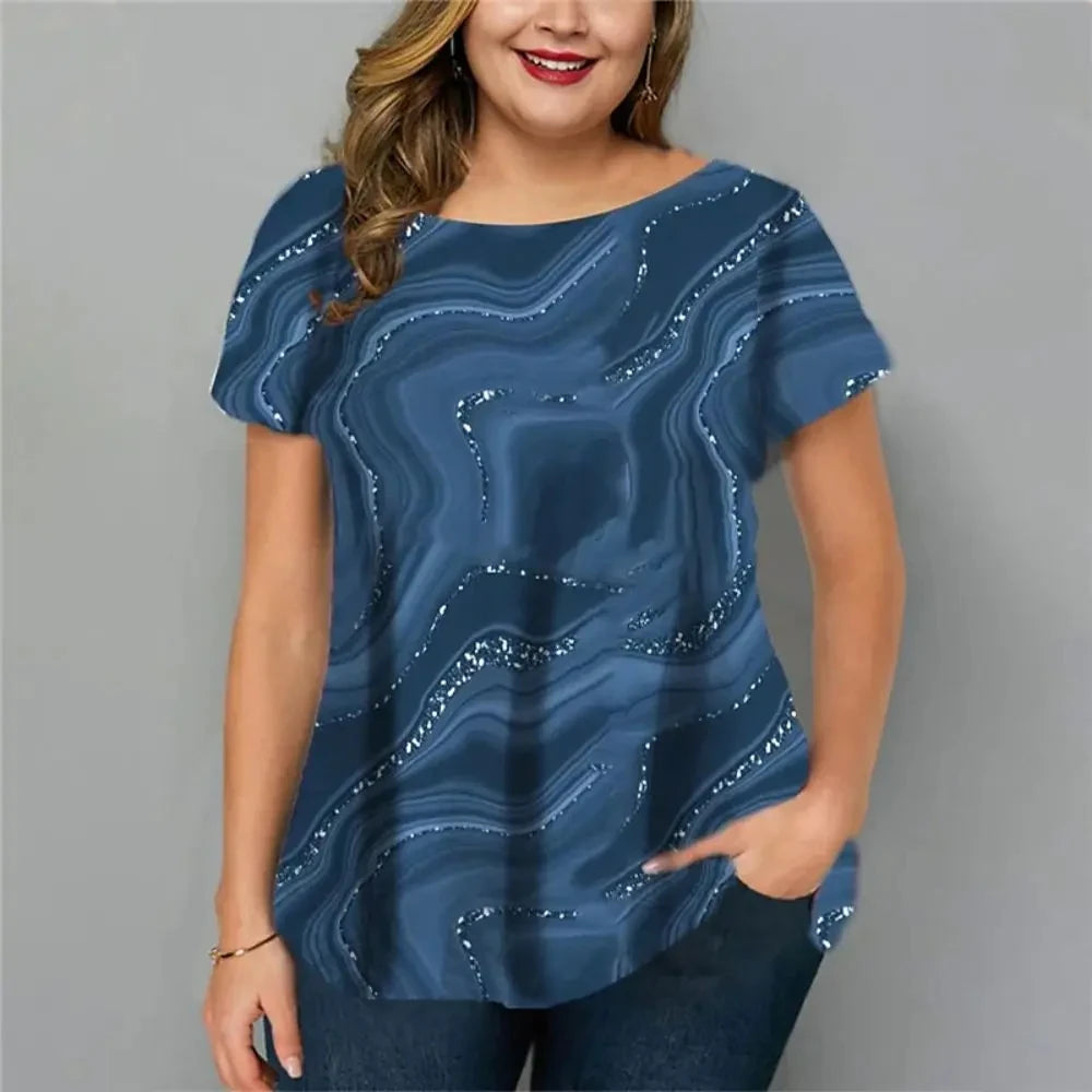 Summer Fashion 3D Printed Women's Short-sleeved T-shirt Harajuku Plus Size Casual Shirt Round Neck Women's Street Top T-shirt
