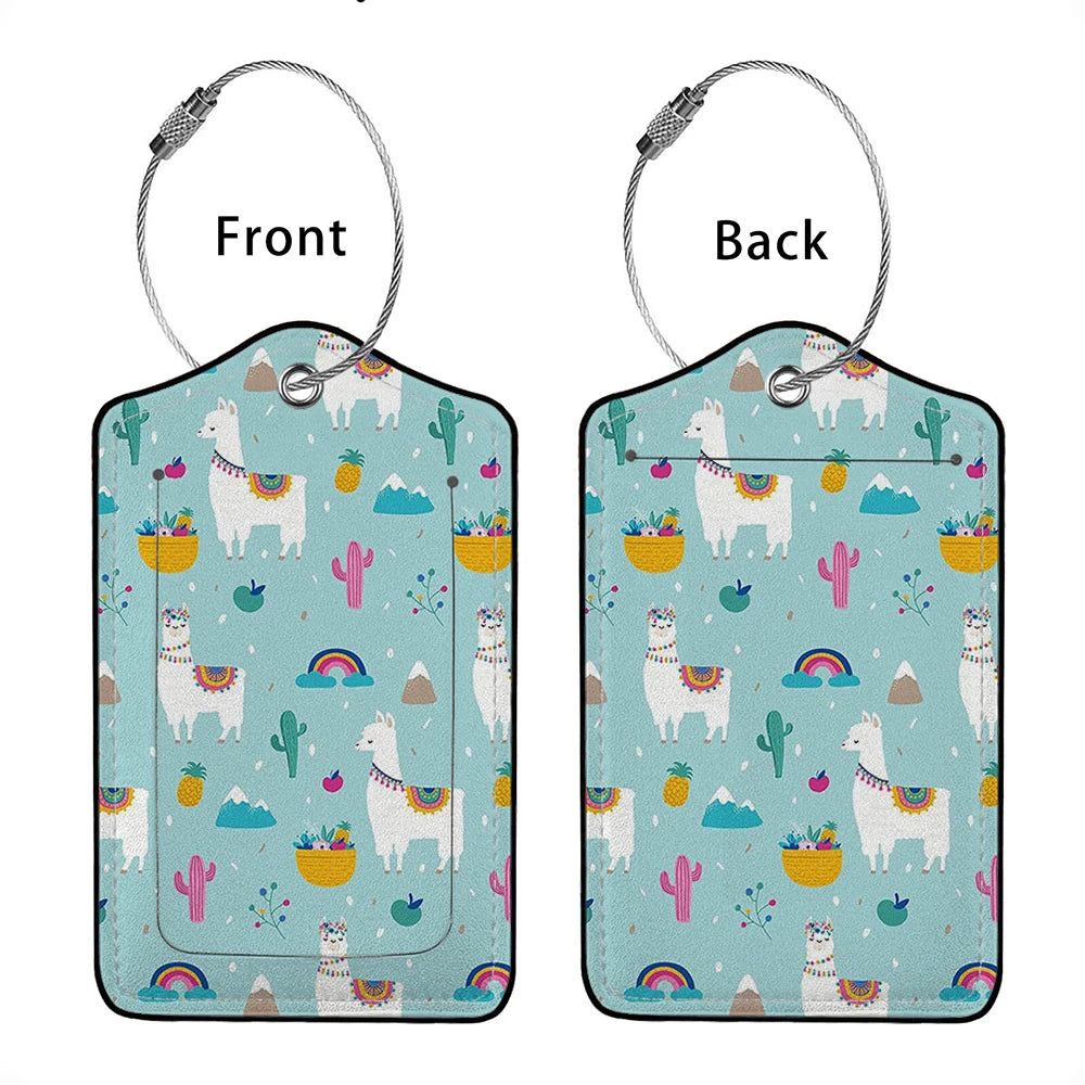 HOT SALE Cute animals Leather Business Luggage Tag Suitcase Address Label Luggage Boarding Case Label Name ID Address Clip