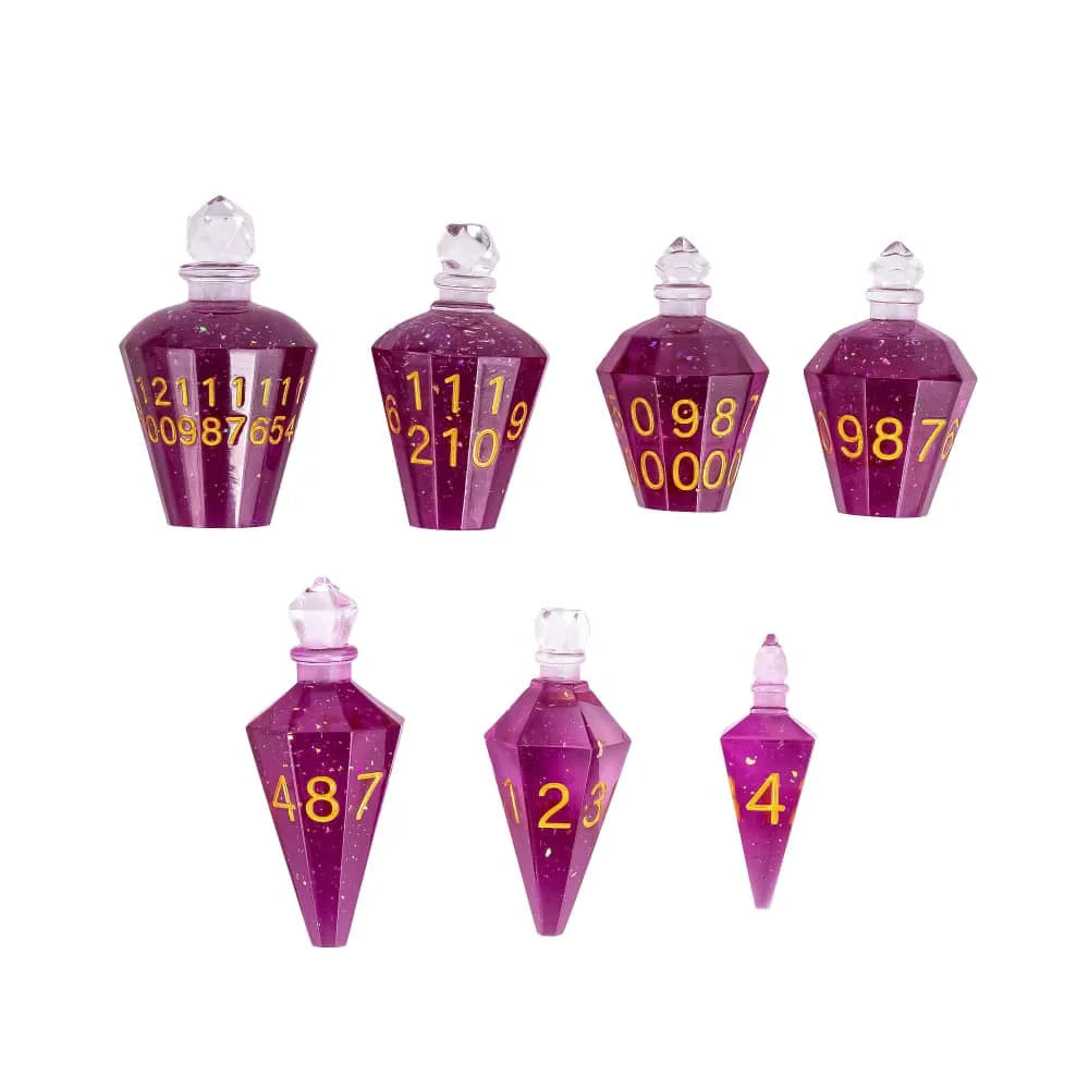 7 Potion Bottles Sharp Edges Dice DND New Style Polyhedral Dice Set Handcrafted D4-D20 for Role Playing Game Board Games TRPG