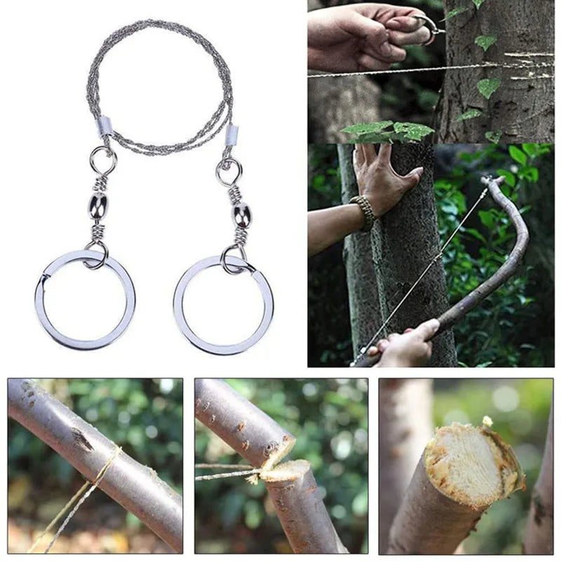 1Pc Portable Stainless Steel Cable Saw Metal Wire Saw Hand Pocket String Rope Saw Emergency Survival Cutting Tool Camping Travel
