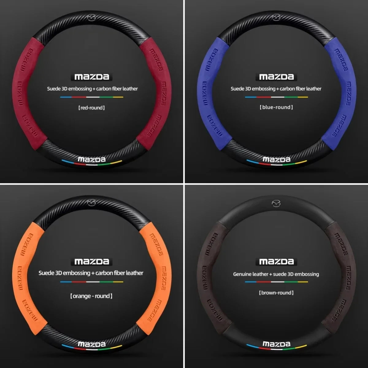 Car Suede Carbon Fiber Leather Steering Wheel Cover For Mazda BT-50 CX-3 CX-4 CX-5 CX-7 CX-9 MX5 Mazda 3 Axela 6 Gh Gj Demio Car