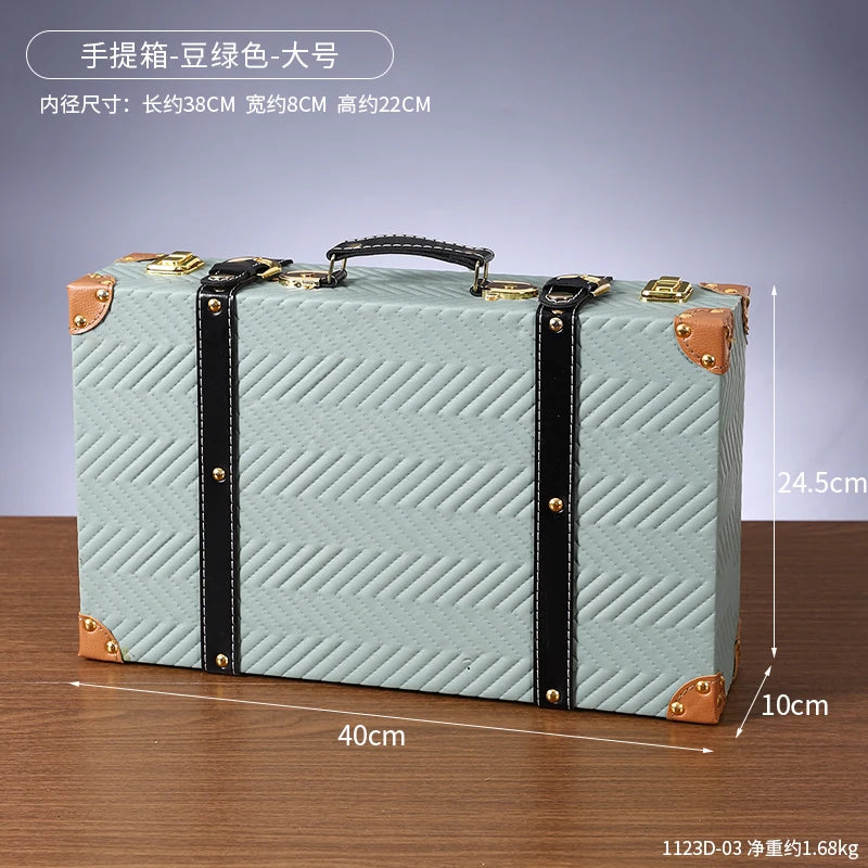 Customized Luxury Vintage Trunk Suitcase Red Travel Leather Luggage Valises Fashion Large Capacity Clothes Storage Prop Box