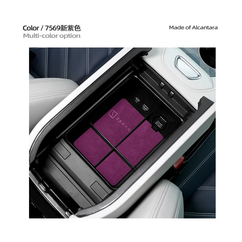 For ZEEKR 001 Center Control Storage Box Storage Box Shelf Armrest Box alcantara suede Interior Car Supplies